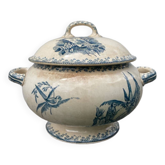 Earthenware tureen tureen Pexonne birds