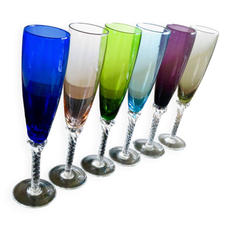 Ensemble de 6 verres vintage colorés en verre de Murano 1950