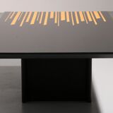 1980s Italian coffee table in black and yellow lacquered wood