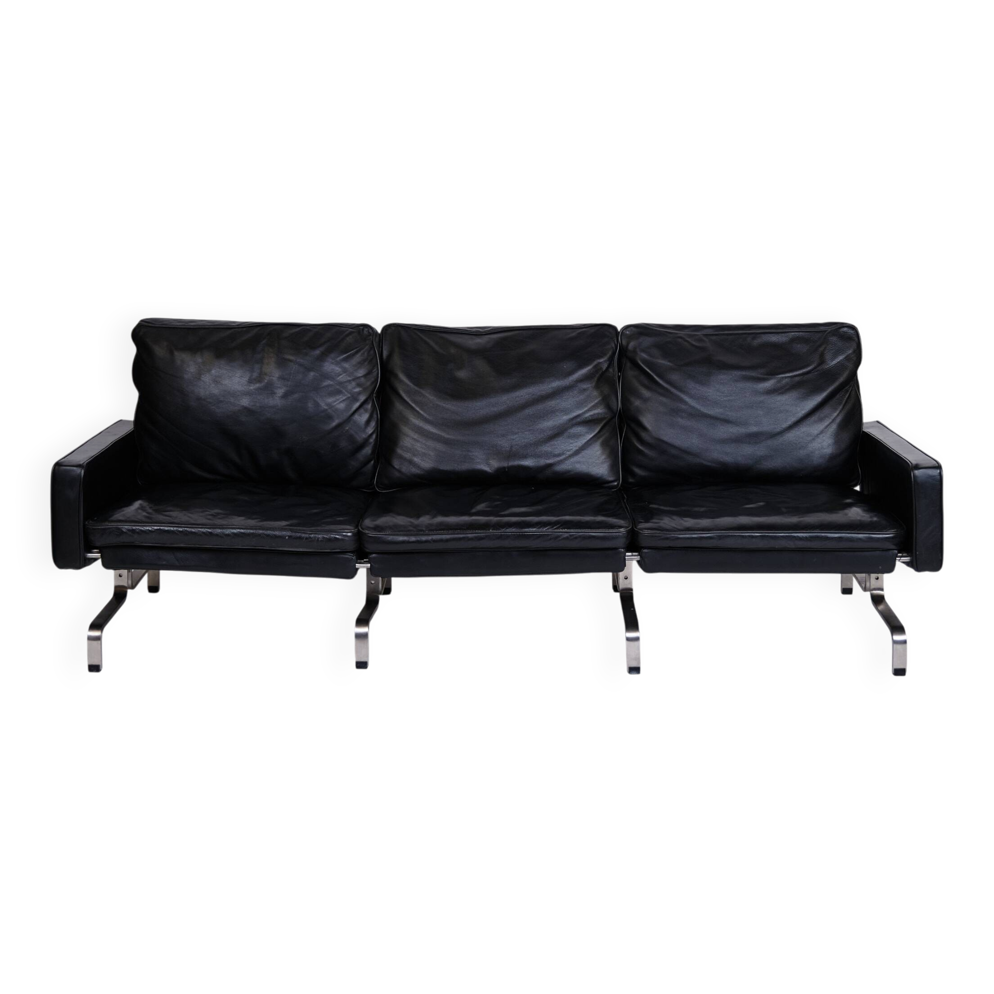 Canapé PK31 - 3 places - cuir noir - Poul Kjærholm - E. Kold Christensen - années 1960