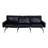Canapé PK31 - 3 places - cuir noir - Poul Kjærholm - E. Kold Christensen - années 1960