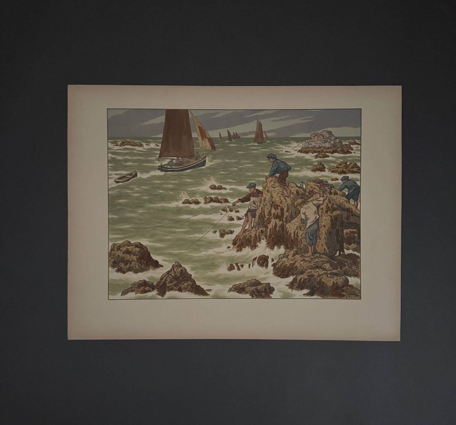 Lithographie par Henri Rivière Au Vent de Noroît - Les Mousses