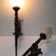 Pair of wall lamps torch glass flame and metal early XXth