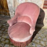 Toad style armchair in pink velvet