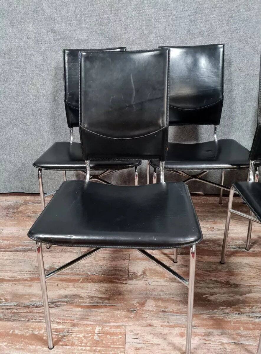 Suite de 5 chaises de salle à manger par Ross Littell pour Matteo Grassi