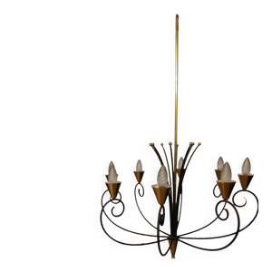 Grand lustre Mid-Century - laiton