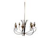 Large chandelier Mid-Century 1950s – 8 lights – wrought iron and brass