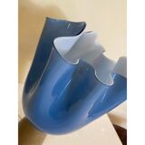Lampe de table contemporaine en verre de style Murano bleu laiteux