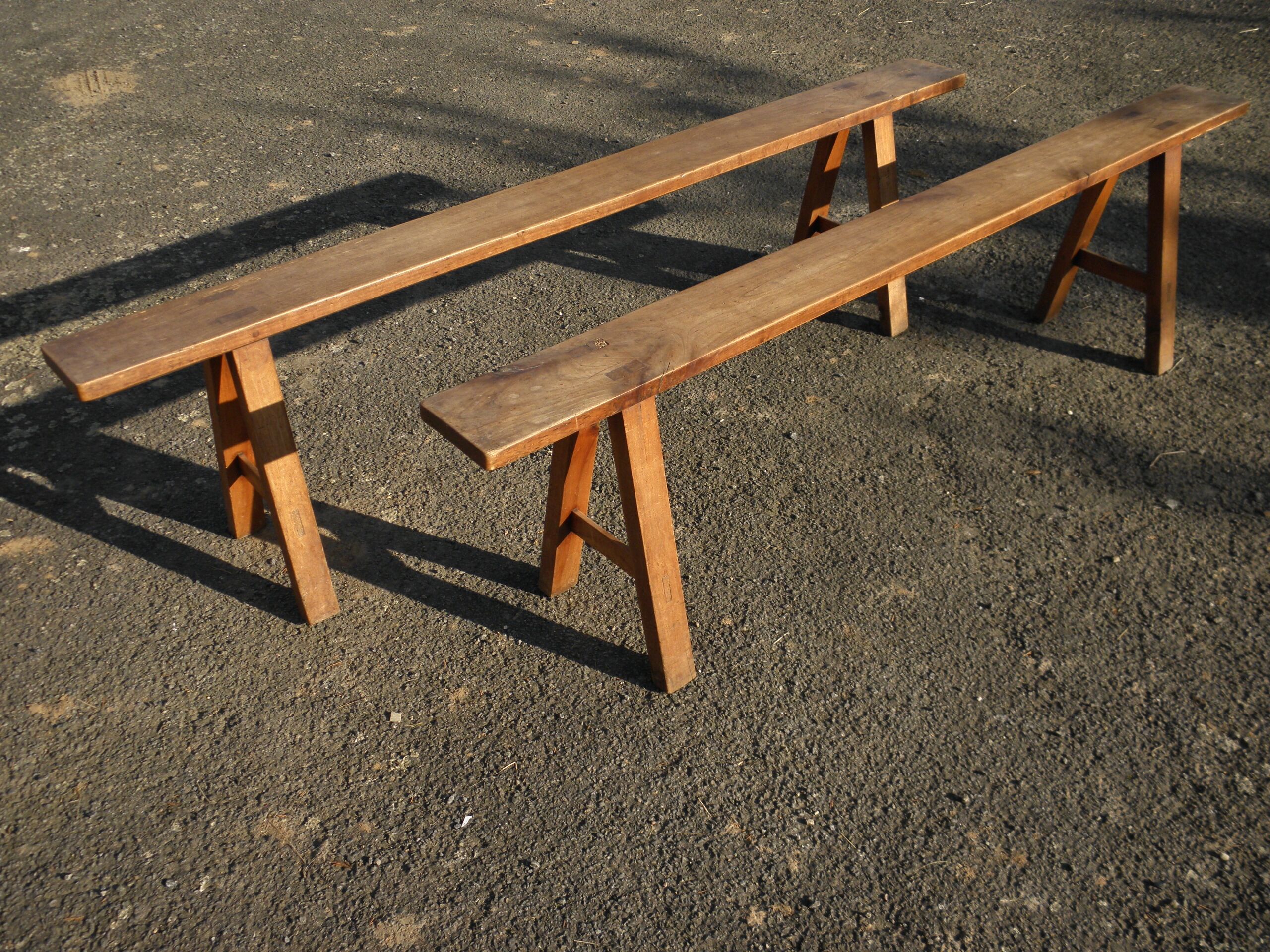 Pair of cherry farm benches