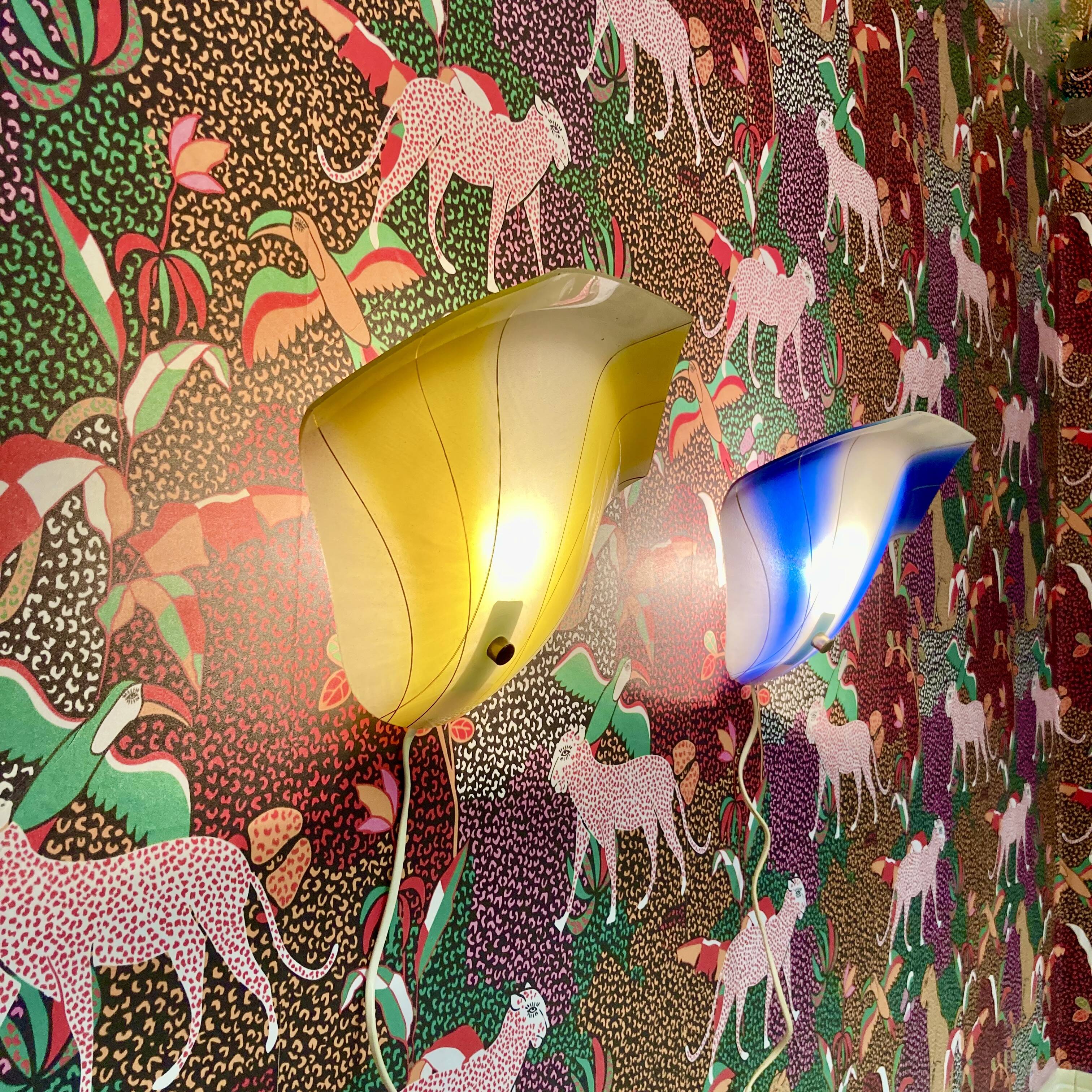 Pair of glass wall lights, Scandinavian design, 1950s.
