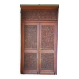 Porte d entrée acajou sculpté main
