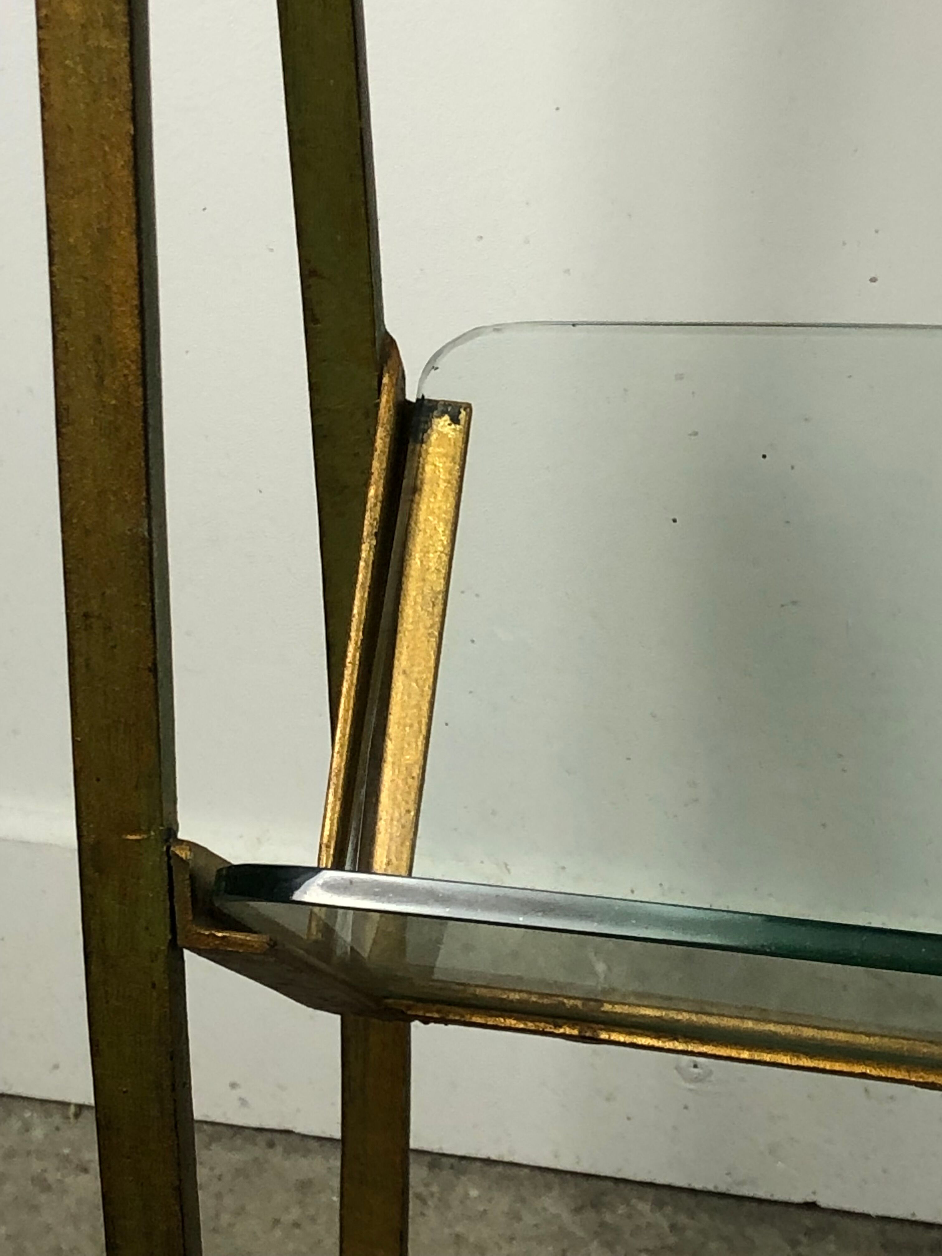 Review door / golden wrought iron sofa end and glass top 1950