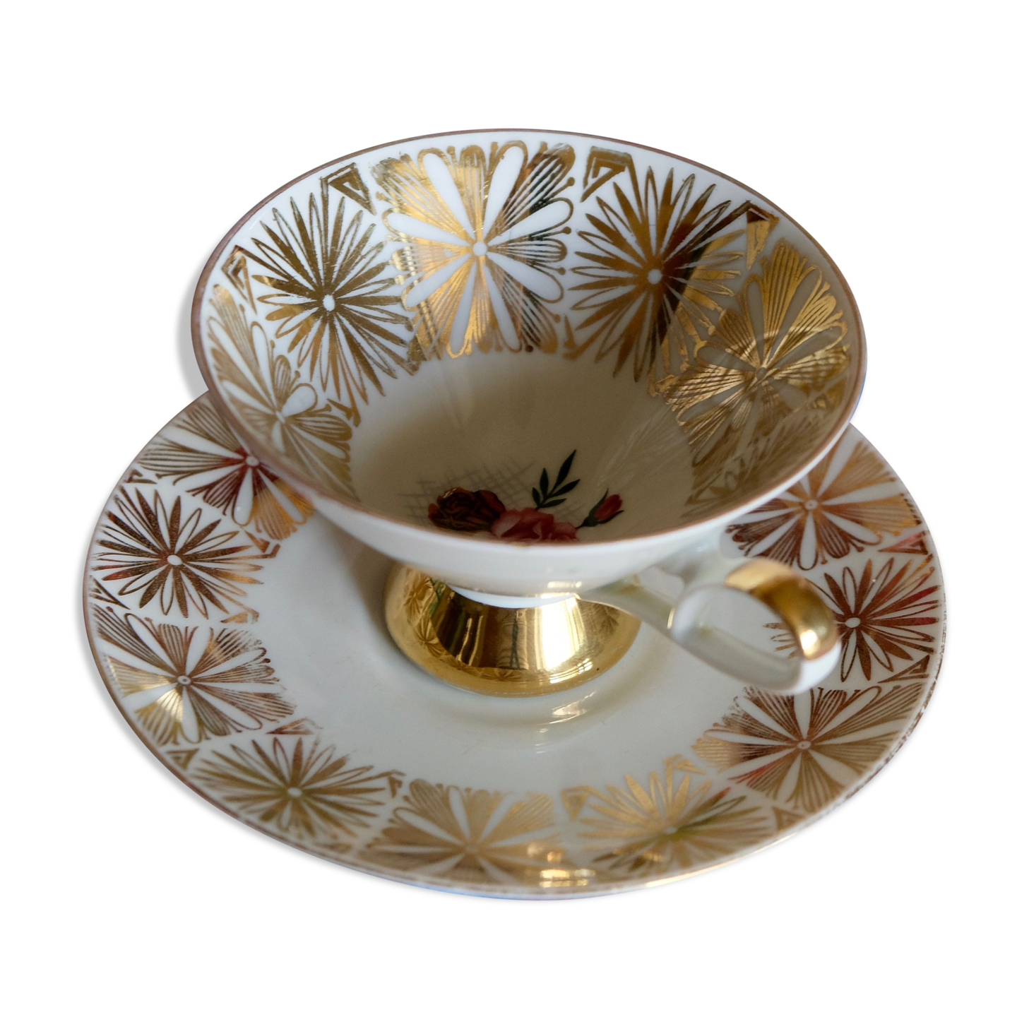 Walking cup tea / coffee porcelain fine Bavarian manufacture Gareis Waldsasse