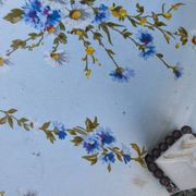 Pair of Louis XV style cabriolet chairs with a patina – floral fabric