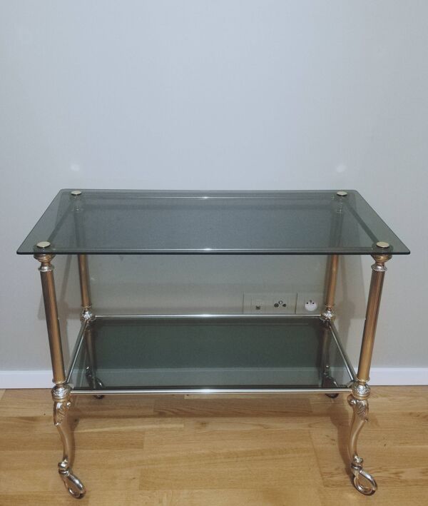 Desserte laiton et verre