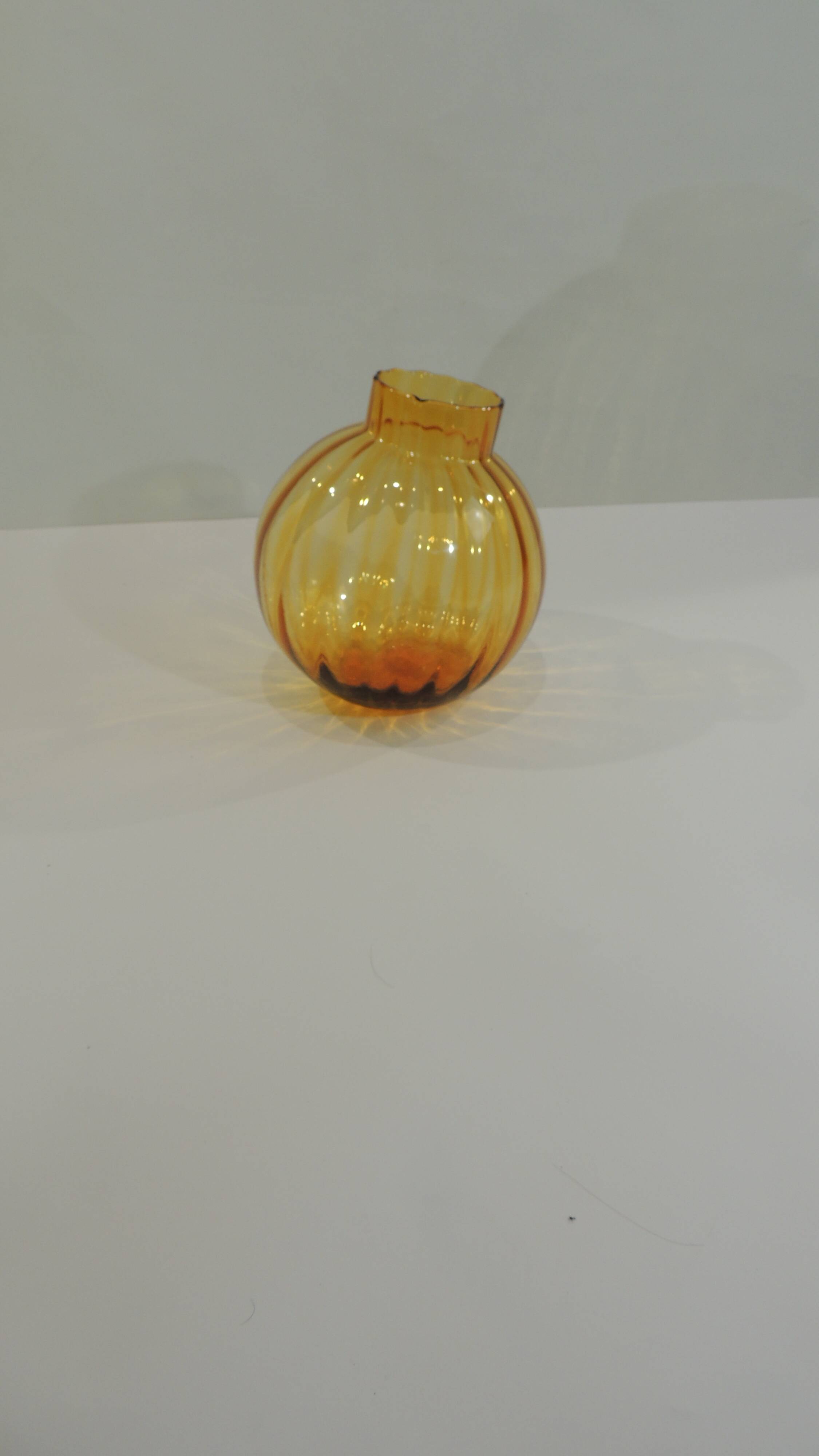 Slanted/Vintage Amber Glass Vase