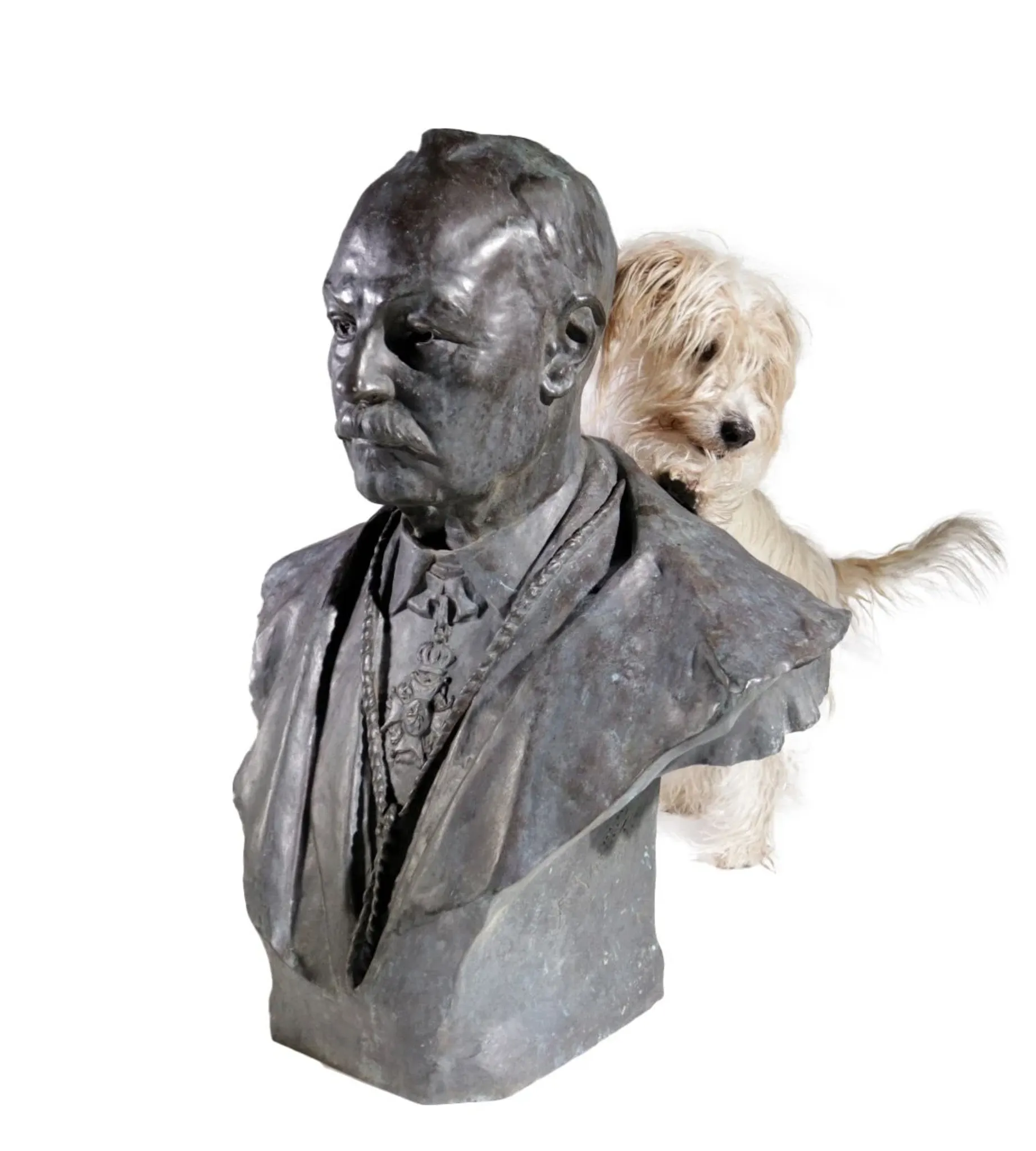 Bronze bust of a gentleman with knighthood order – Frantz Vermeylen, 1921