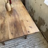 1950s pine and oak farmhouse table with multiple drawers