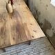 1950s pine and oak farmhouse table with multiple drawers