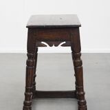Signed Antique English Oak Joint Stool / Stool from the 17th Century
