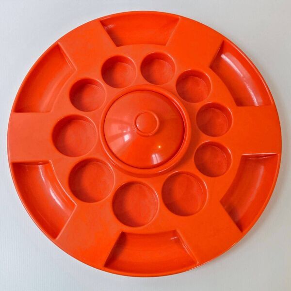Grand plateau vintage 1970 plastique moule orange creations bismuth paris 7