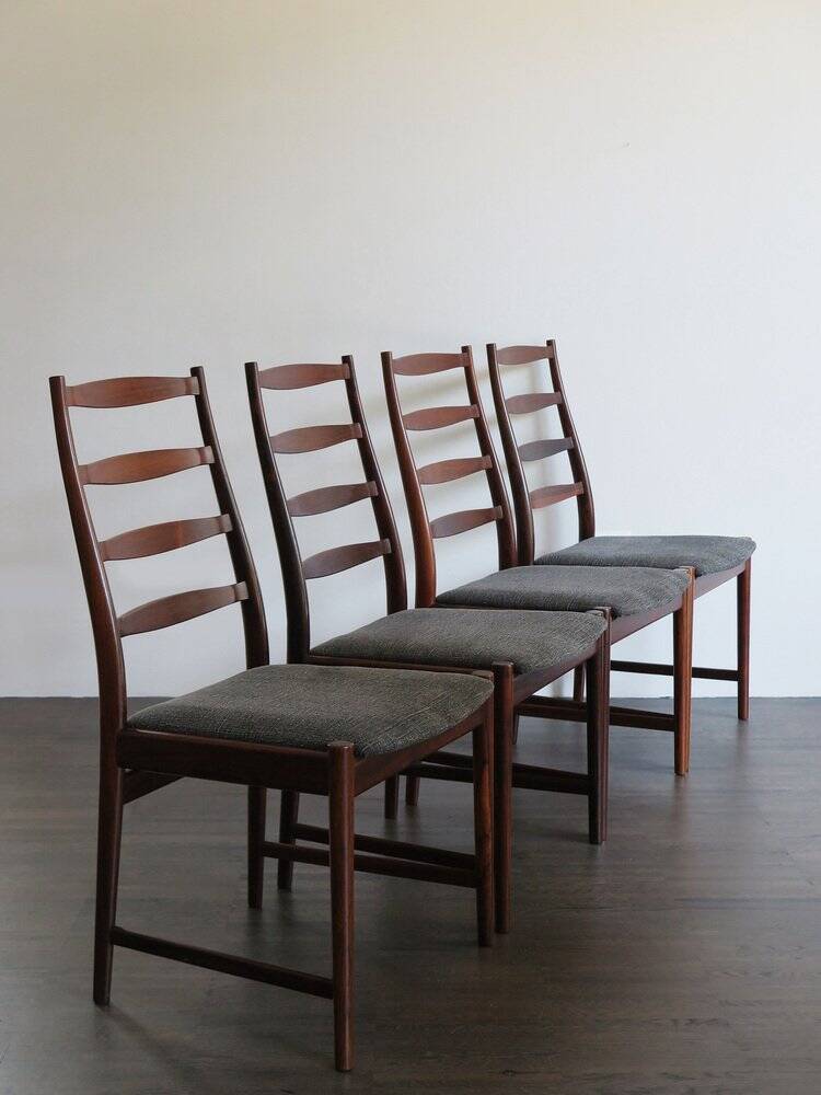 Set of Danish Dark Wood Dining Chairs by Arne Vodder, 1960s