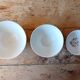 Set of 3 white and gold antique bowls - porcelain cups