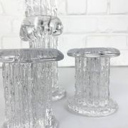 Glass candle holders by Göran Wärff for Kosta Boda, Sweden, 1970s.