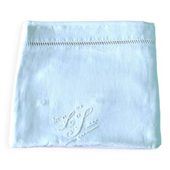 Vintage openwork embroidered white cotton pillowcase LJ