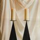 Pair of pyramid-shaped candlesticks in blackened metal (brutalism)