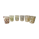 Set of 6 murano glasses acqua "goto" "murrisa" in murano glass unique piece