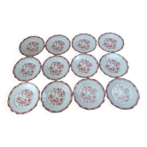 Set of 12 flat plates Seltmann Weiden Bavaria Theresia red