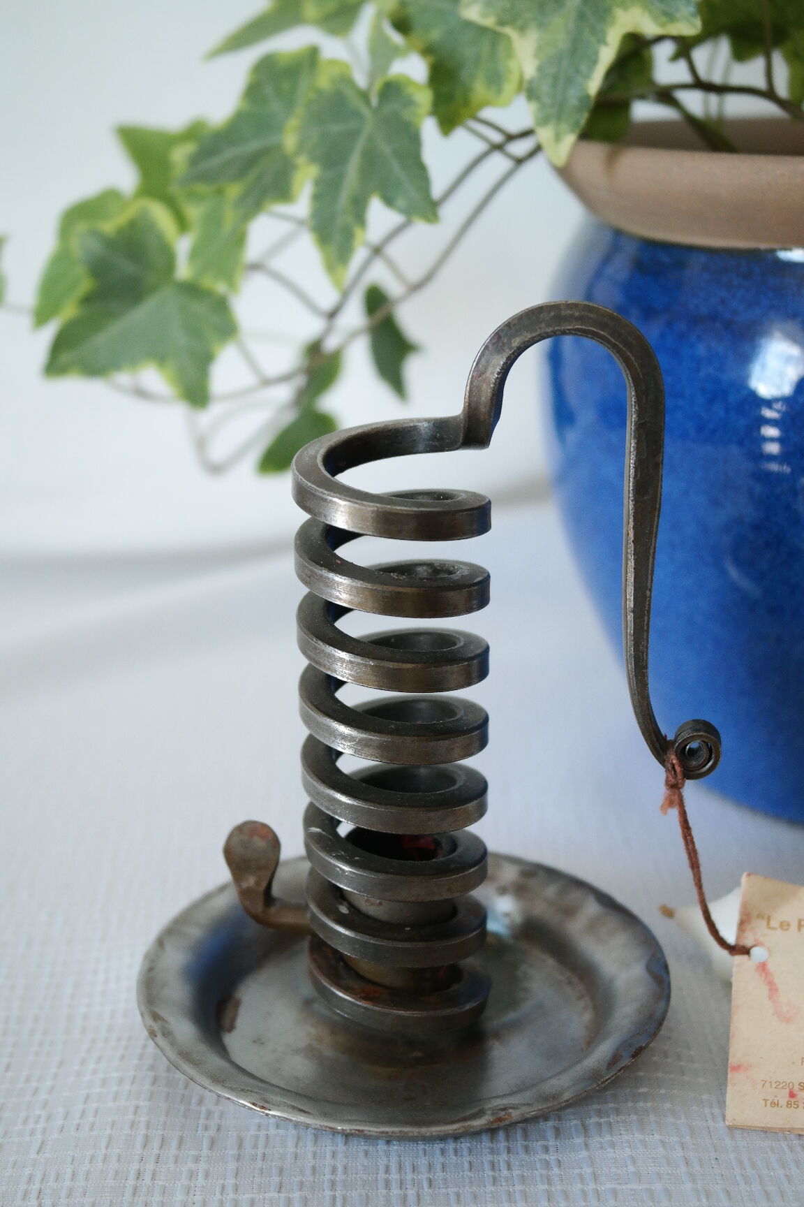 Candlestick cellar rat spiral iron artisanal Bouillot vintage