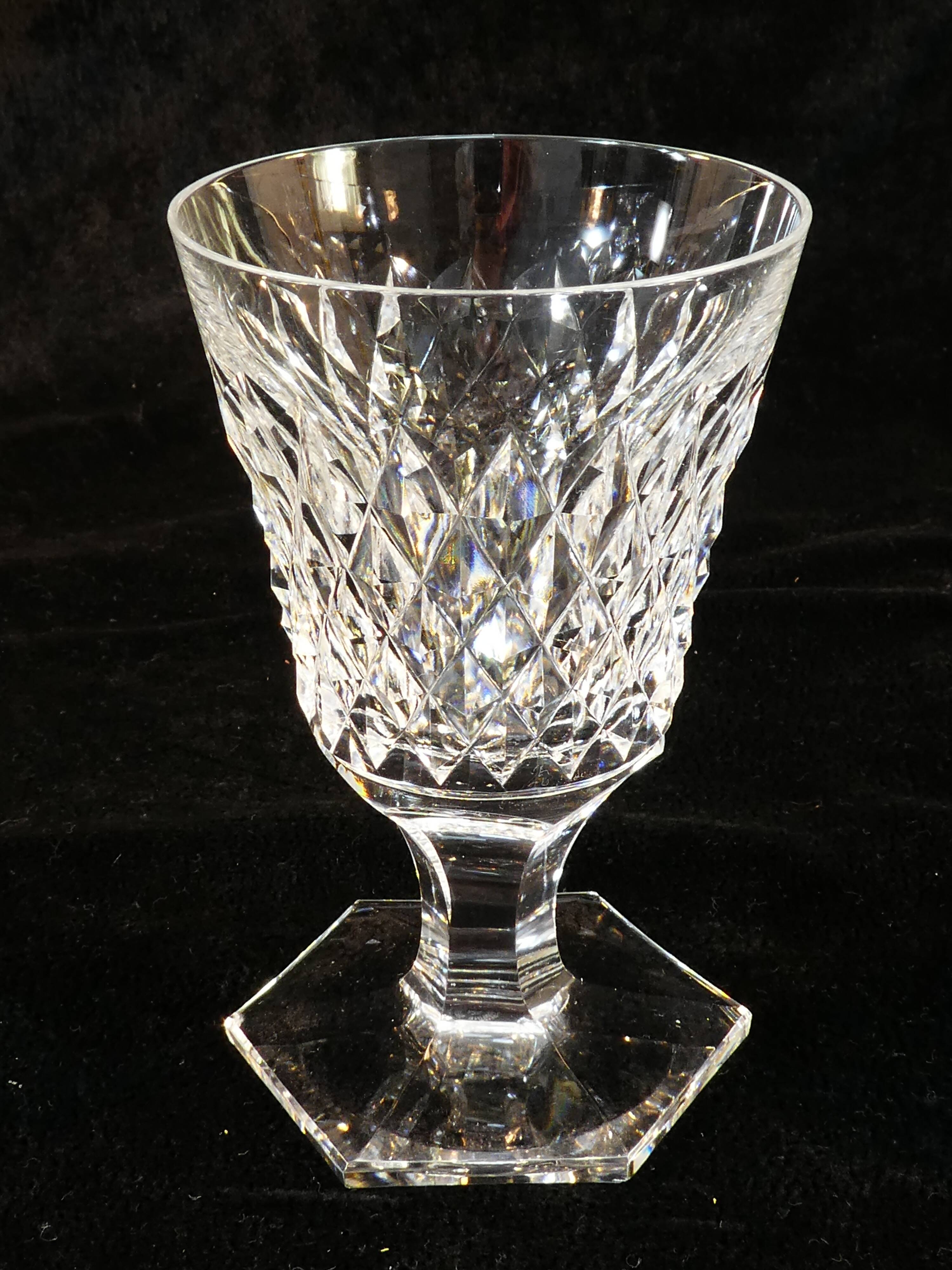 9 water glasses in crystal cut with diamond tip cristallerie de lorraine
