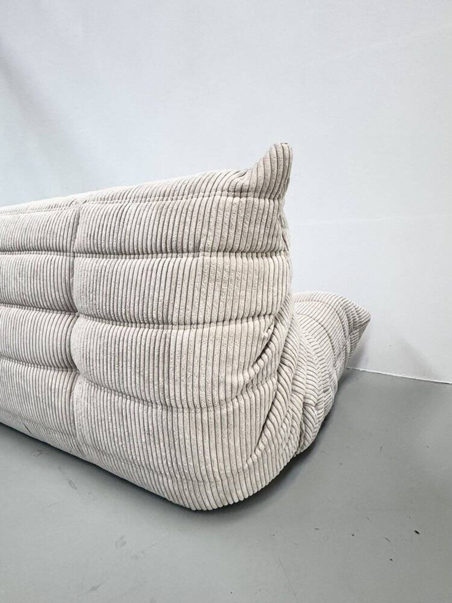 Togo sofa in beige corduroy attributed to Michel Ducaroy for Ligne Roset