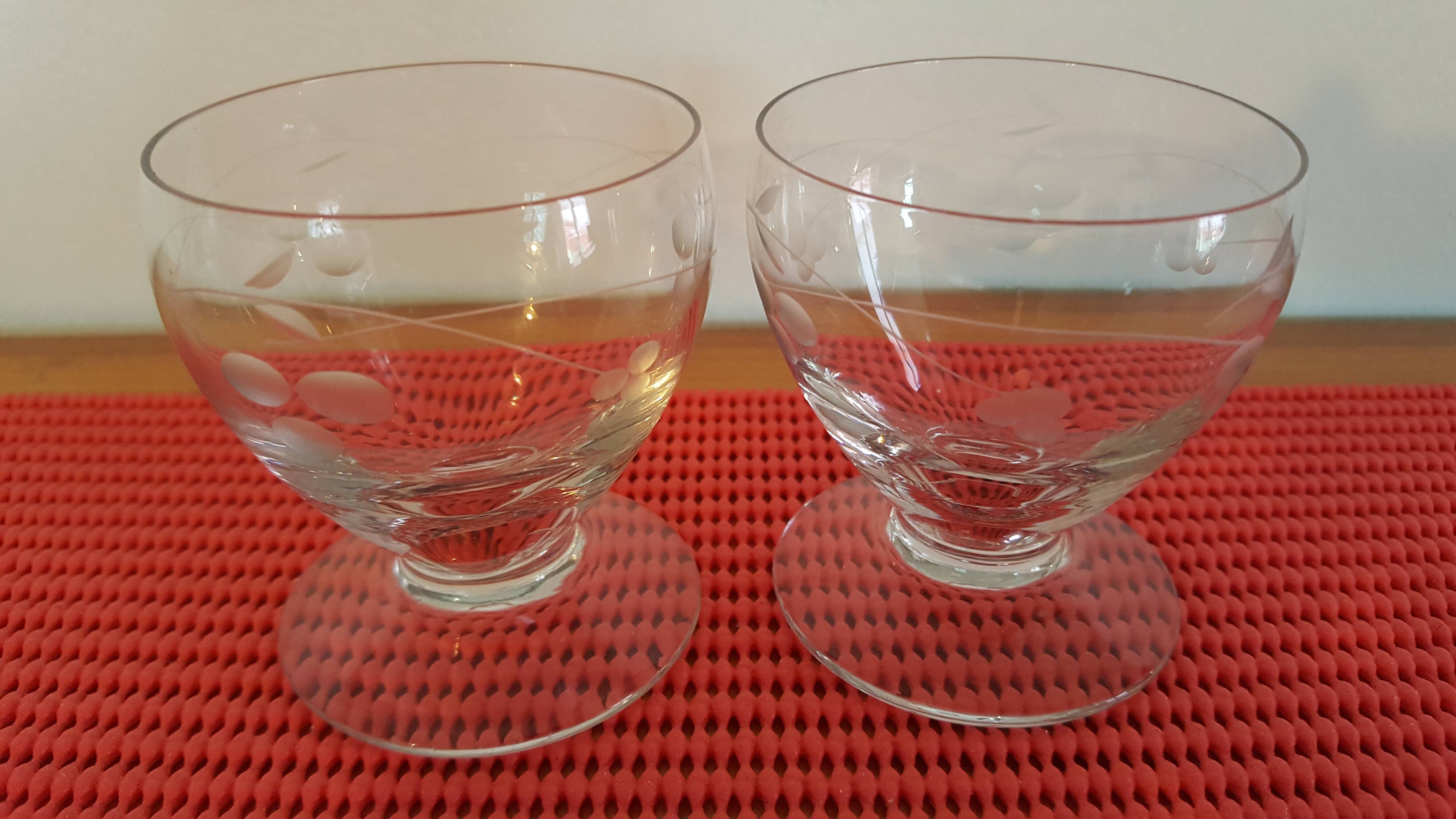 2 glasses blown and carved