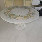 Round marble and marquetry table
