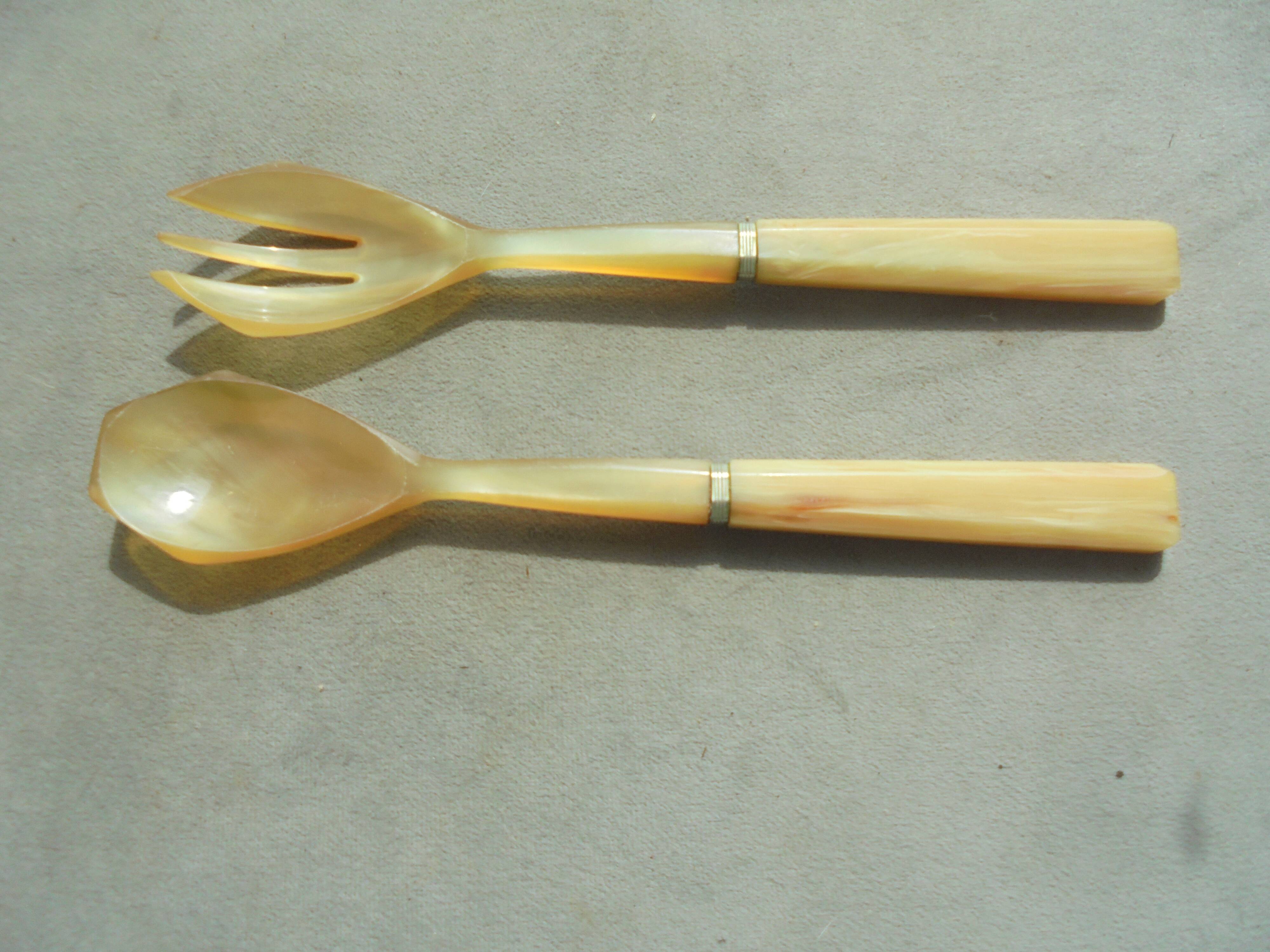 Art deco horn salad servers