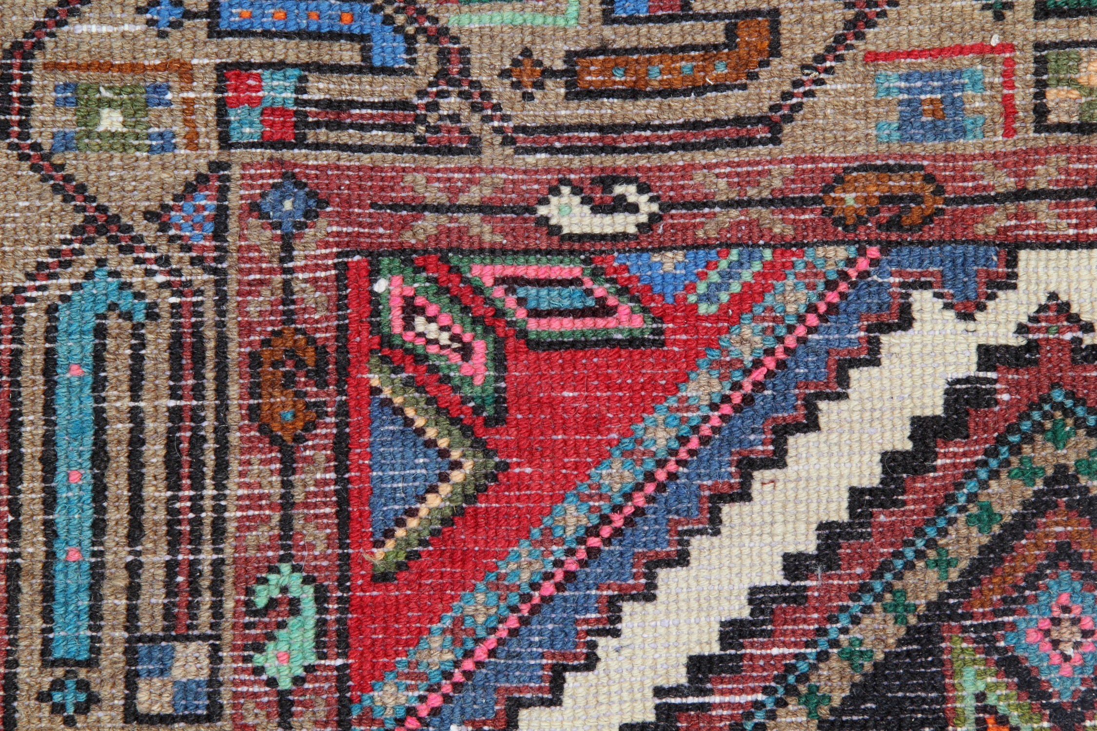 Long oriental handwoven geometric carpet vintage persian runner rug 78x278cm