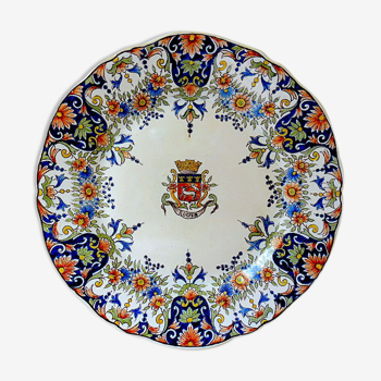 Desvres earthenware plate decorated in Rouen