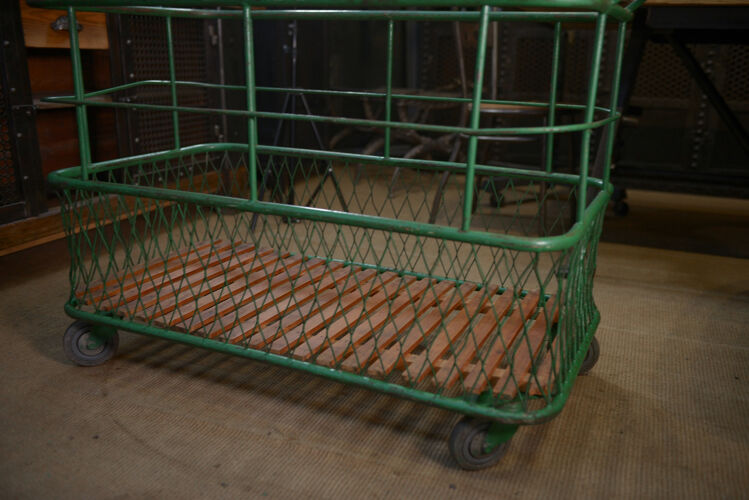 Former factory trolley with wheels from the 1950s