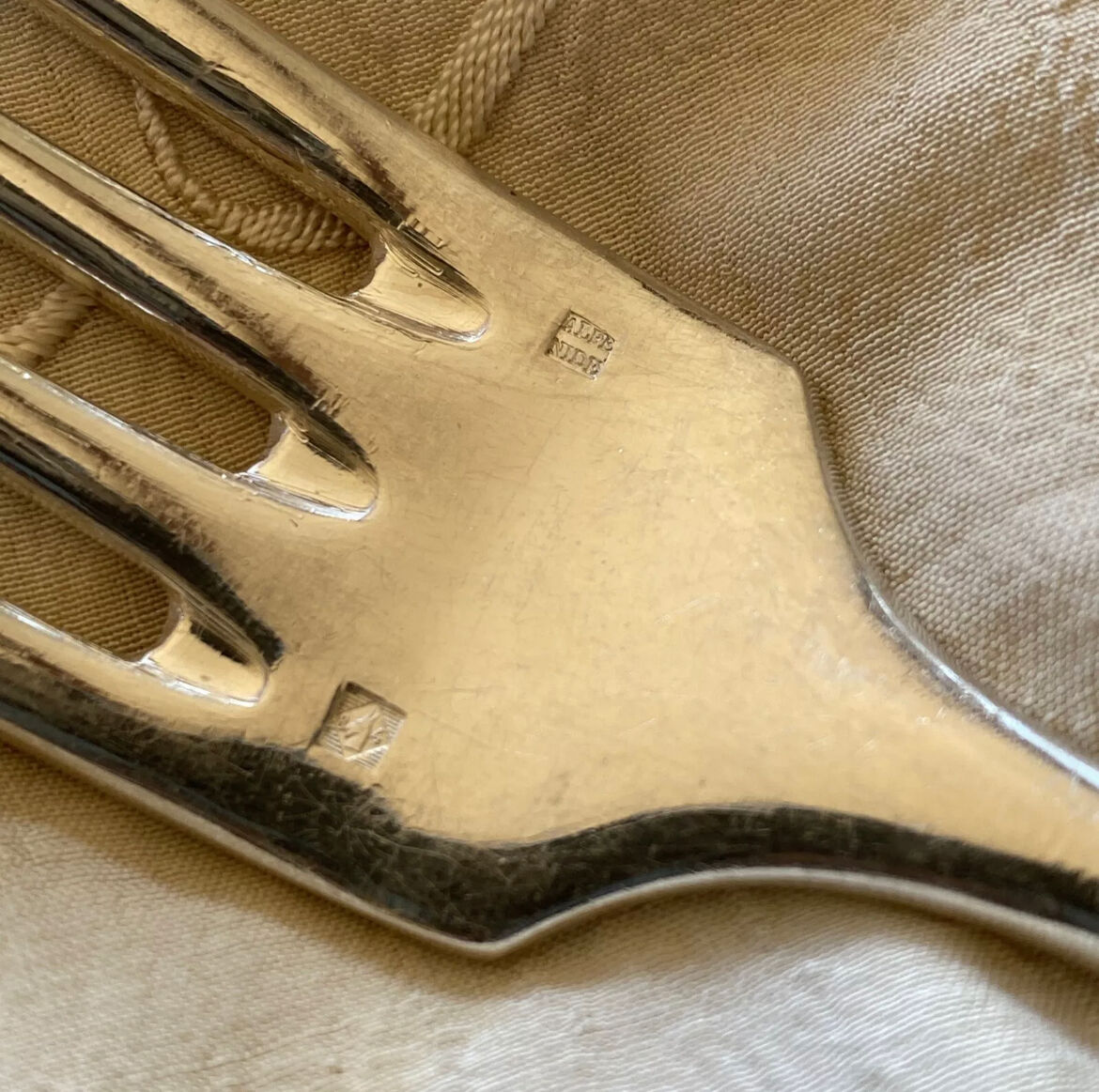 Set of 24 old cutlery: Alfenide housewife, monogrammed Fidelio model