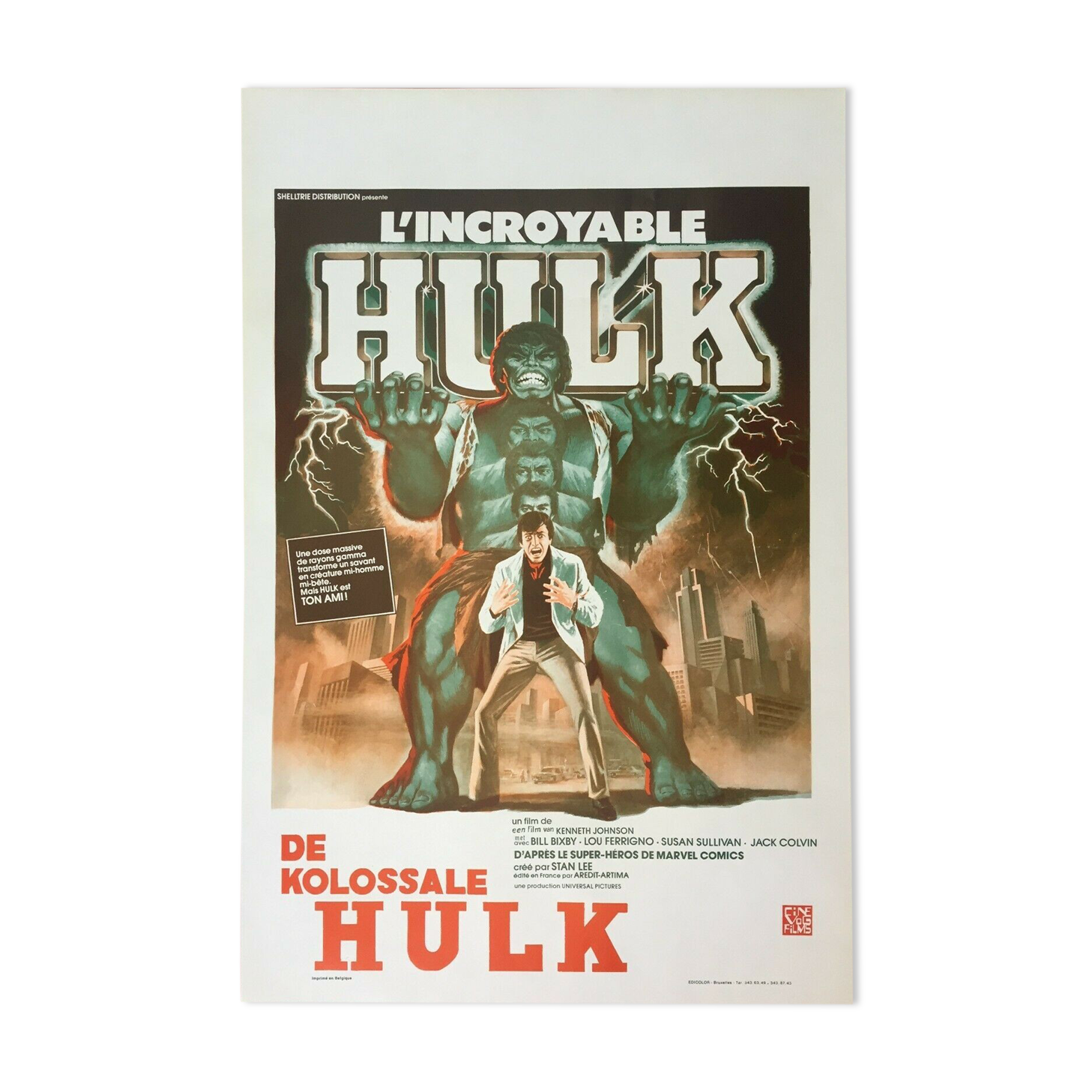 Affiche cinéma "L'Incroyable Hulk" Lou Ferrigno 37x55cm 1978
