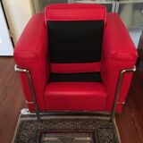 LC2 armchair Le Corbusier, Jeanneret, Perriand - Red leather - signed