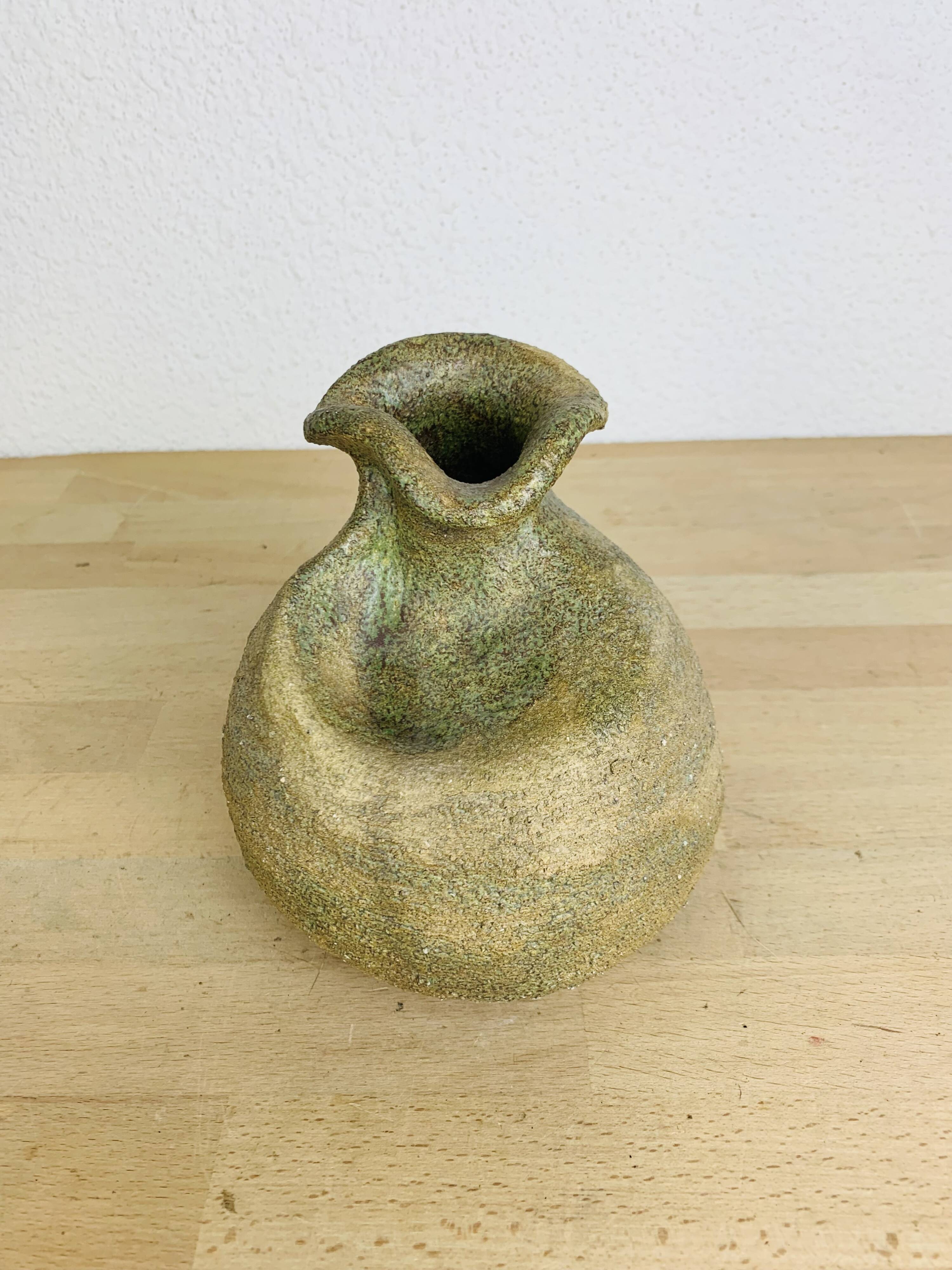 Vase boule forme libre grès vintage
