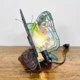 Tiffany Style Art Deco Stained Glass Butterfly Lamp – Colored Glass, H. 25 cm