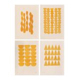 collection of 4 yellow abstract paintings signed Eawy