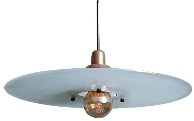 Frosted glass and gold metal suspension, Italy circa 1980.
