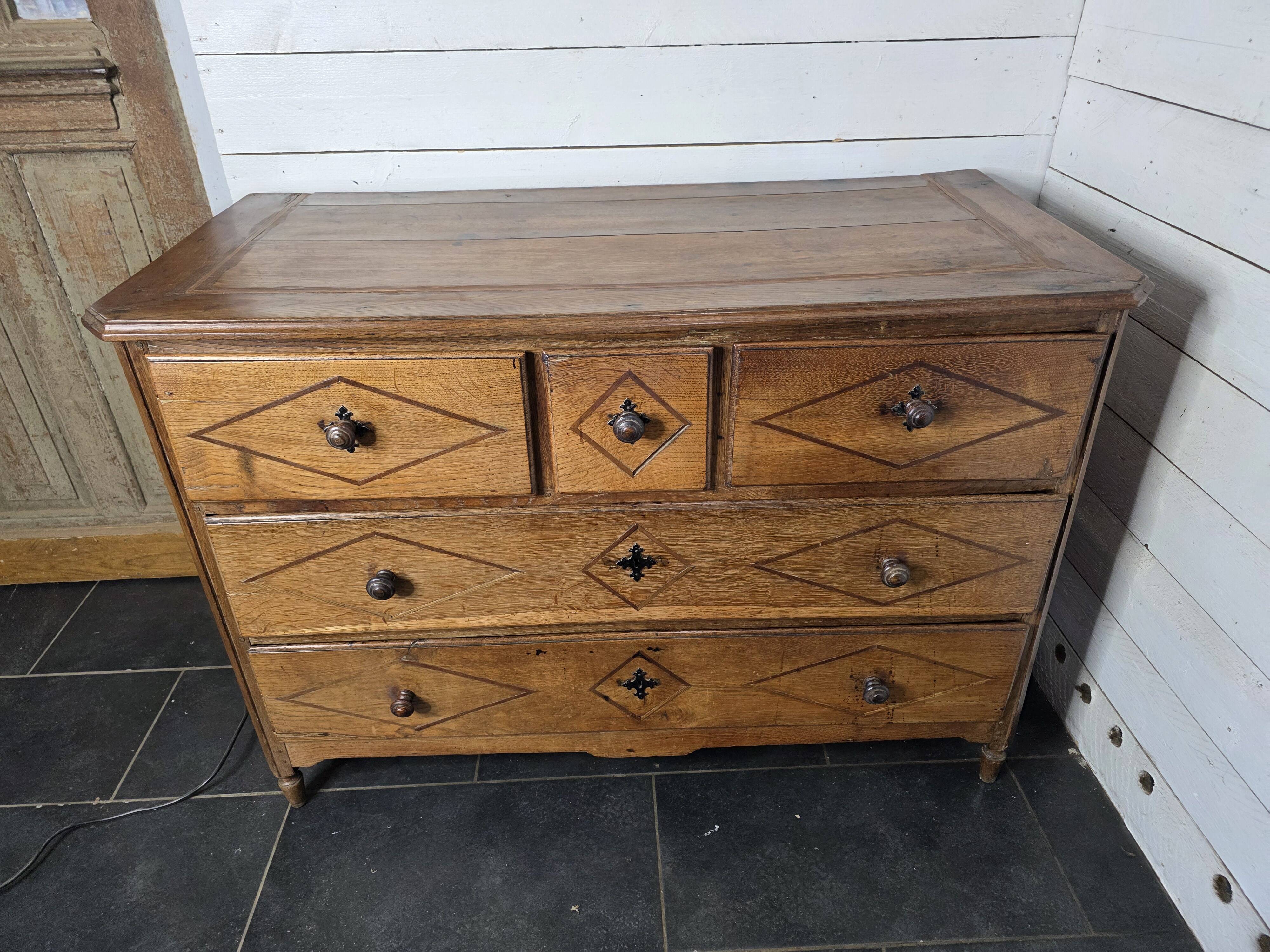 19th century solid oak chest of drawers