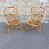 Pair of Audoux & Minnet wicker armchairs